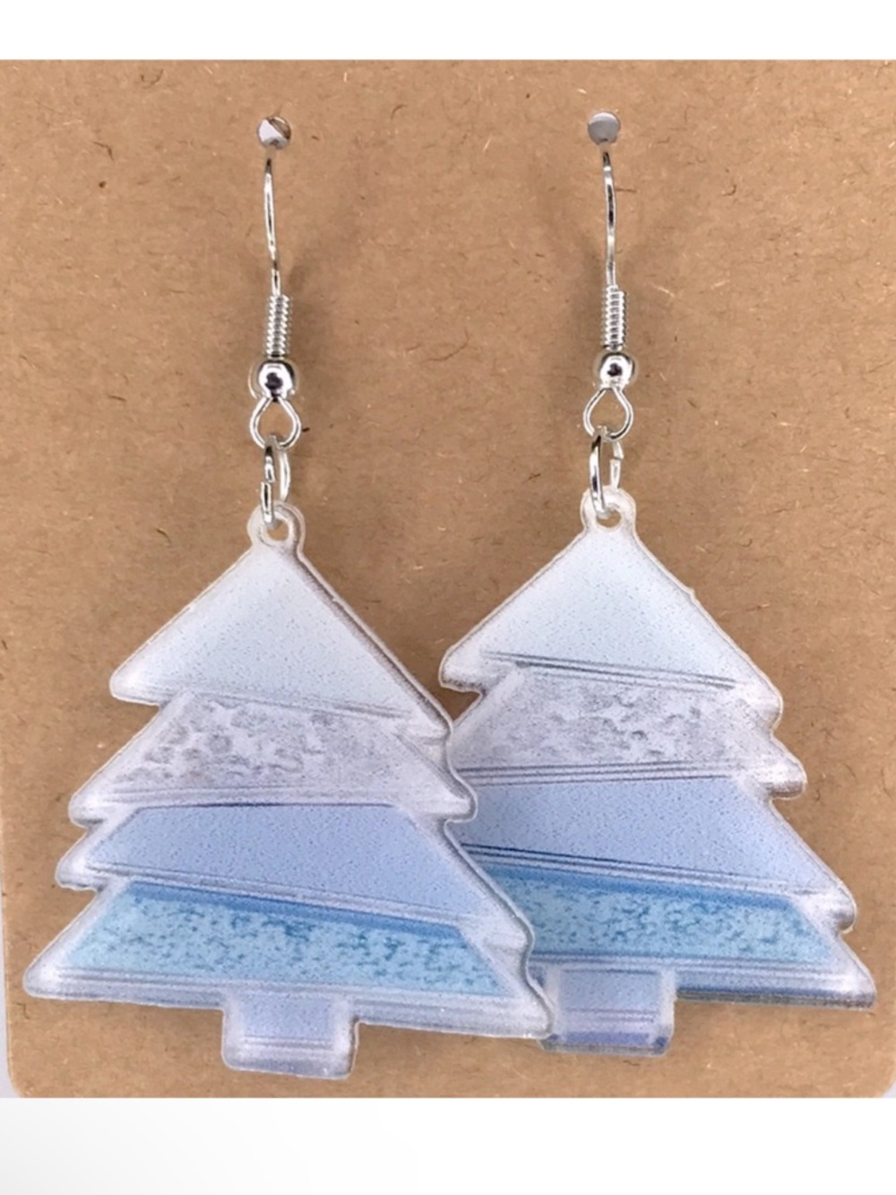 Blue 2D Acrylic Christmas Tree Earrings Fashion Jewelry